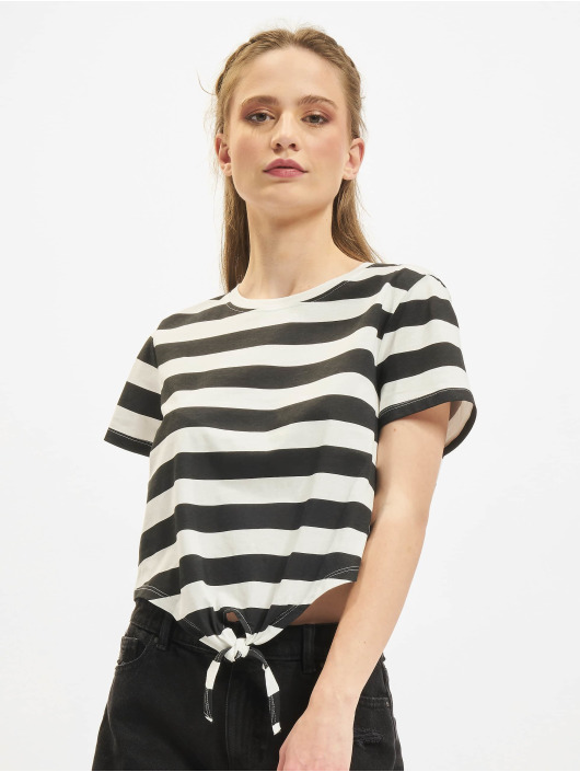 Only T-Shirt May Cropped Knot Stripe noir