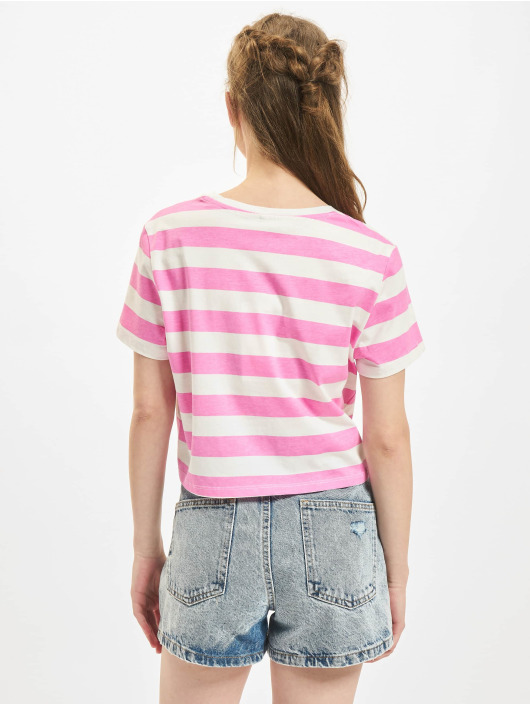 Only T-shirt May Cropped Knot Stripe rosa