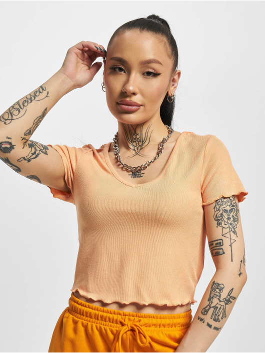 Only Top Kika V Neck Crop orange