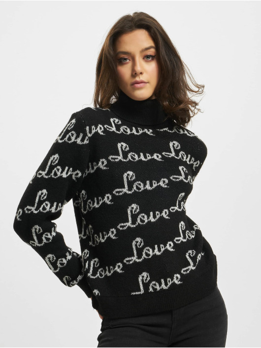 Only Trøjer Jade Text Highneck sort
