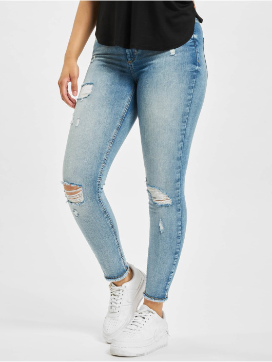 Only Tynne bukser onlBlush Life Mid Raw Ankle Dest REA213 blå