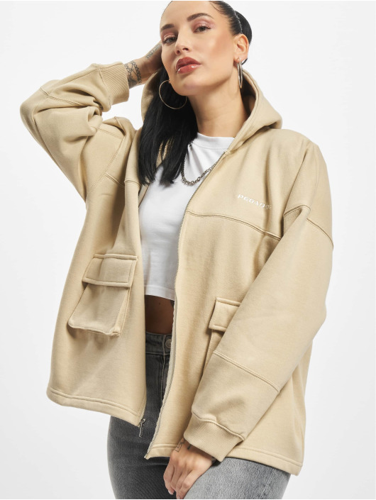 PEGADOR Zip Hoodie Sams Town Cargo bezowy