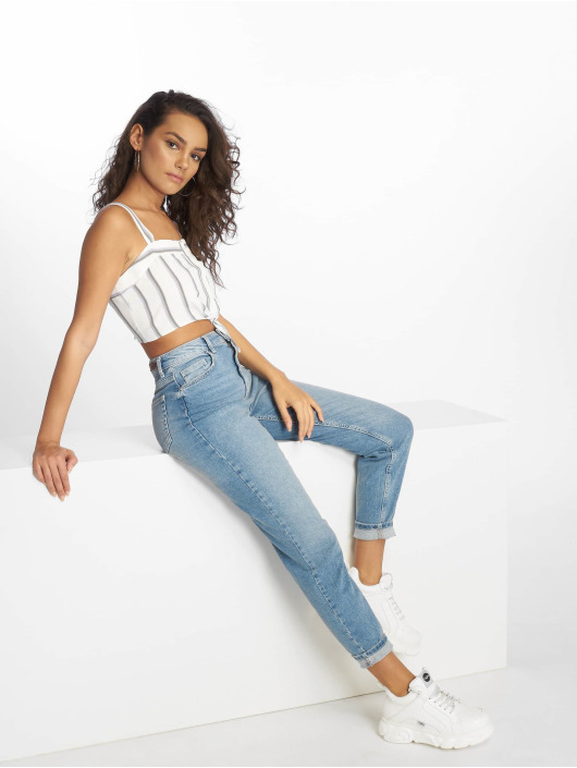 pieces leah mom hw ankle jeans light blue denim