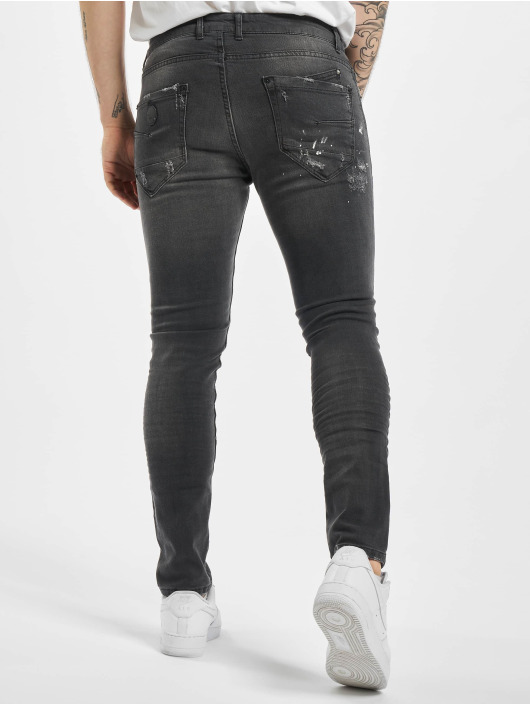 Project X Paris Slim Fit Jeans Worn Effecr nero