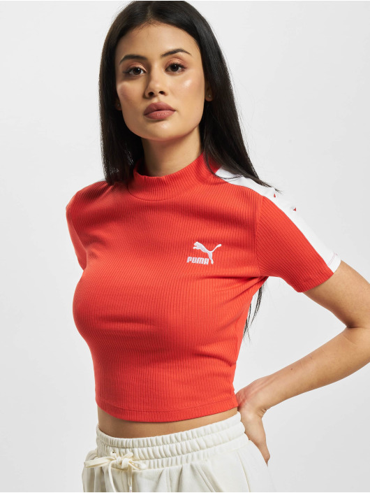 Puma Damen T-Shirt Rib Mock Neck in rot