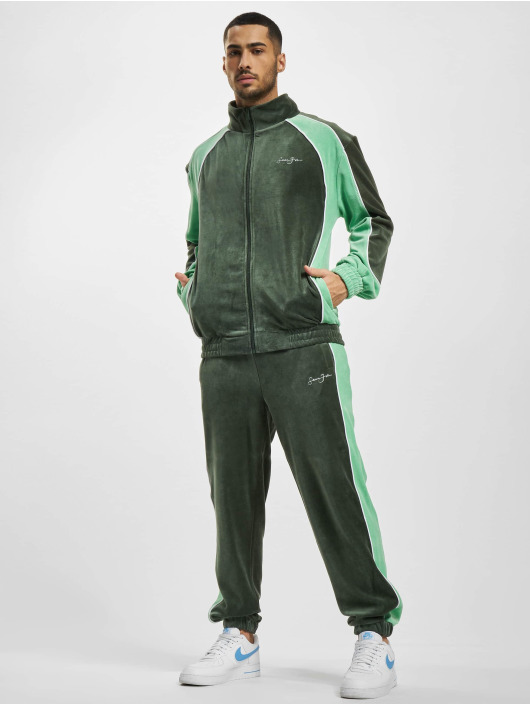 Sean John Chaqueta de entretiempo Script Logo Colorblock Velours oliva