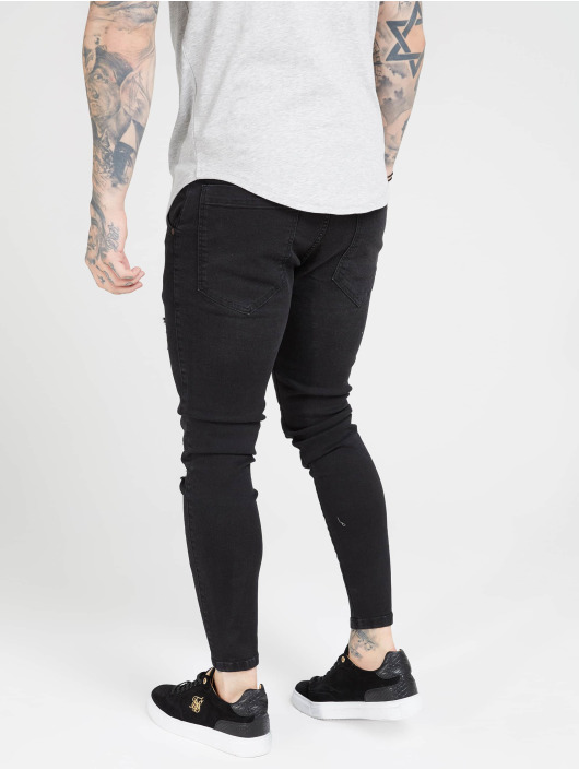 Sik Silk Jean skinny Distresed noir