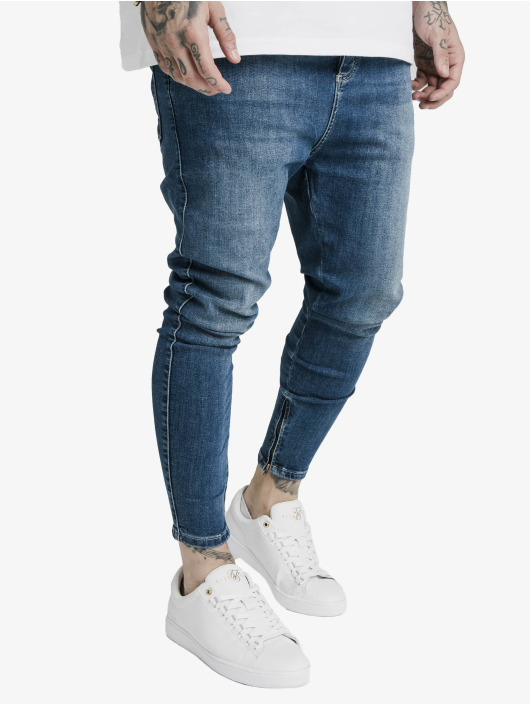 Sik Silk Skinny Jeans Drop Crotch blau
