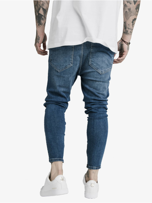 Sik Silk Skinny Jeans Drop Crotch niebieski