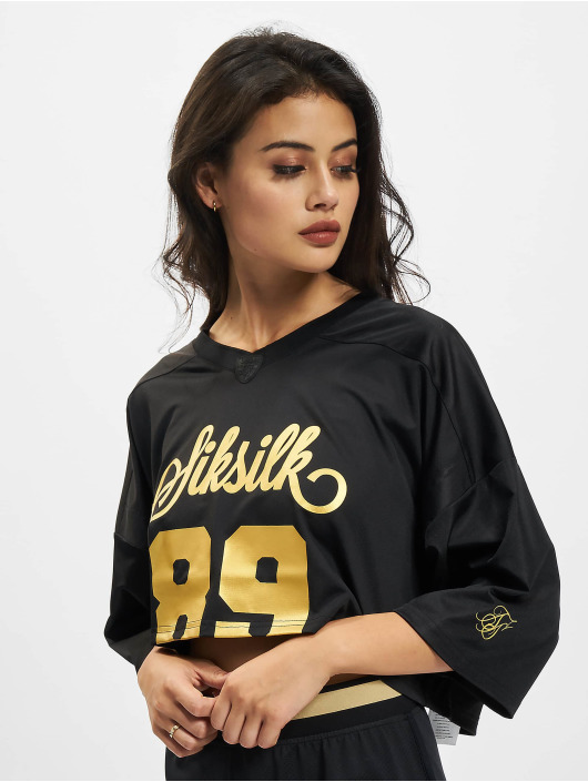 Sik Silk T-Shirt Retro Football Crop noir