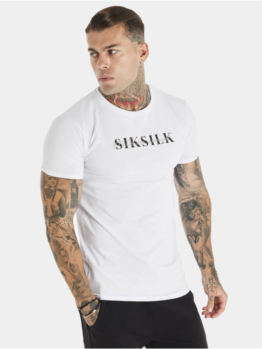 Sik Silk T-Shirty Oversized Dual Script Logo bialy