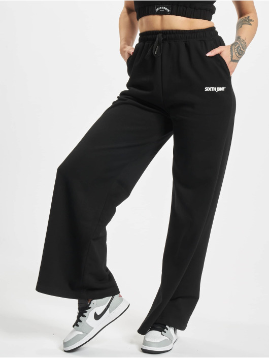 Sixth June Damen Chino Jersey Wide in schwarz