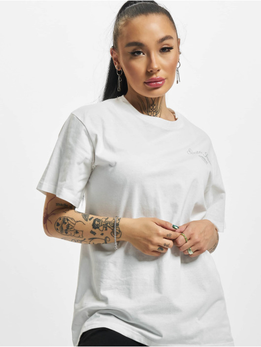 Sixth June Damen T-Shirt Embroidery in weiß