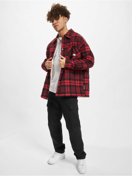 Southpole Kurtki przejściowe Flannel Quilted Shirt czerwony