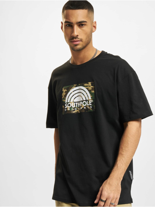 Southpole t-shirt Camo Logo zwart