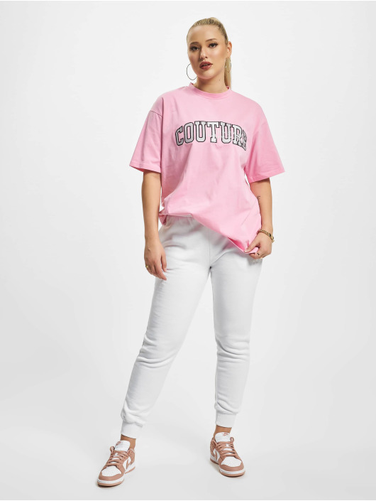 The Couture Club T-shirt Embroidered Overlayed Oversize rosa