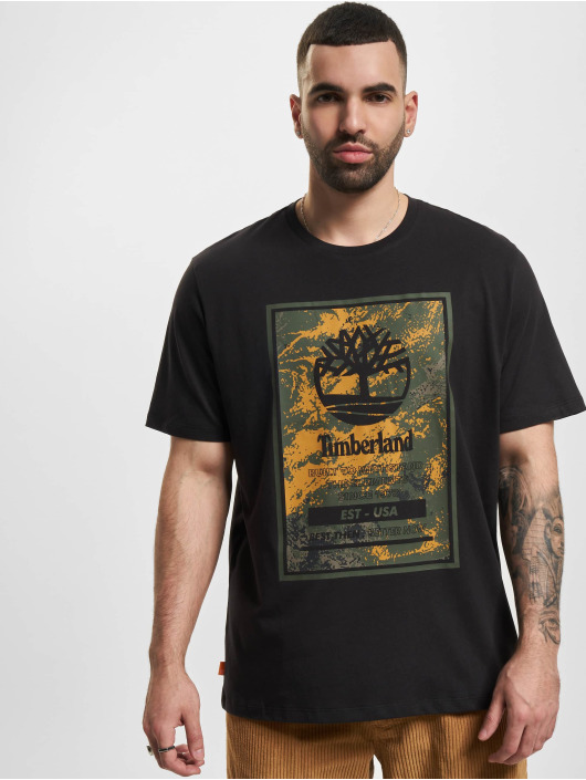 Timberland Herren T-Shirt All over Print Logo in schwarz