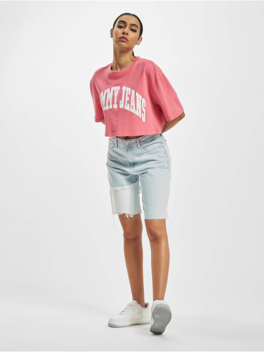 Tommy Jeans Camiseta Oversized Crop College rosa