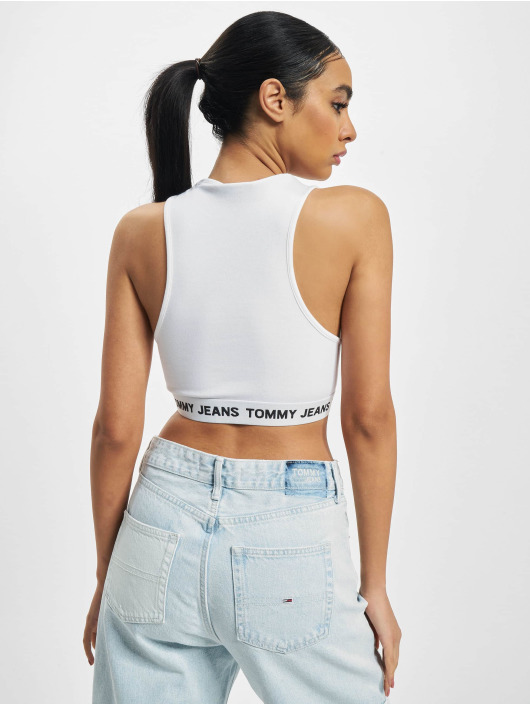 Tommy Jeans Hihattomat paidat Logo Crop valkoinen