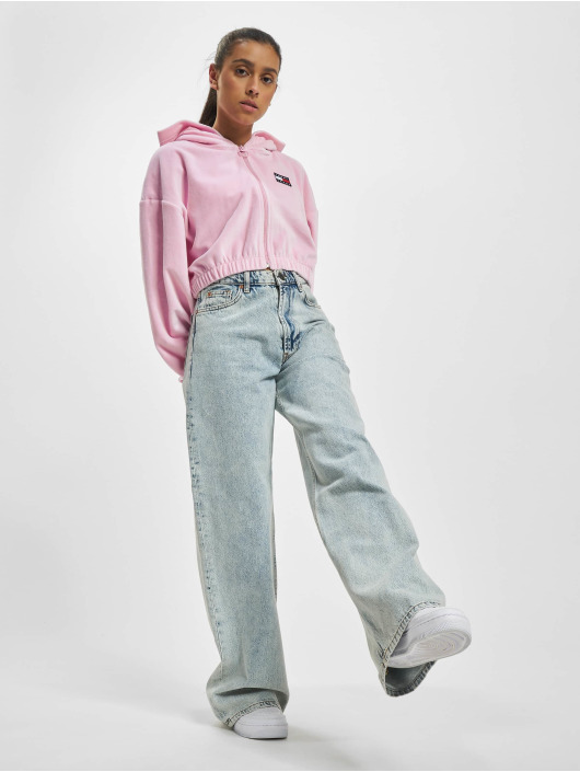 Tommy Jeans Hoodie Super Crop Velour Hooded Zipper colored