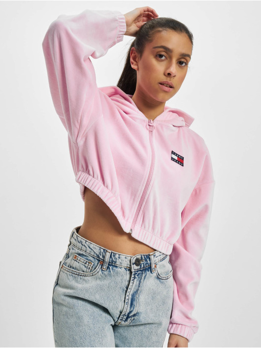 Tommy Jeans Hupparit Super Crop Velour Hooded Zipper kirjava