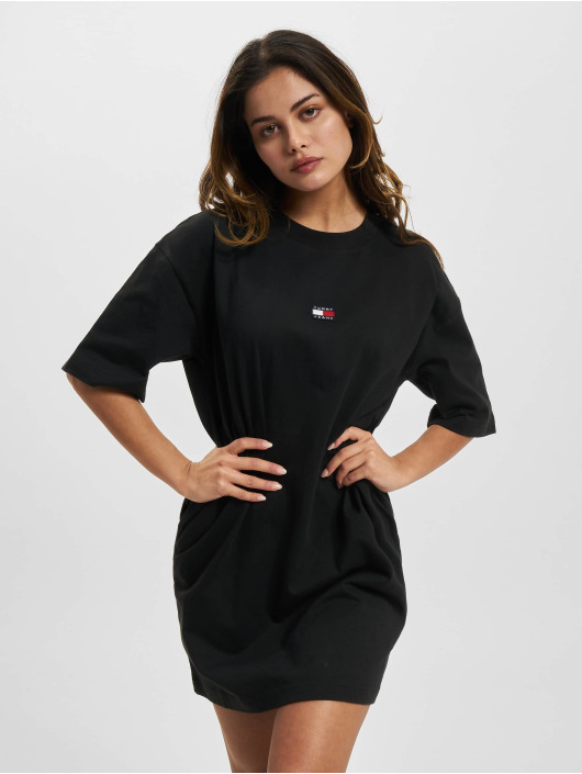 Tommy Jeans jurk Ovs Varsity Prep Tee zwart