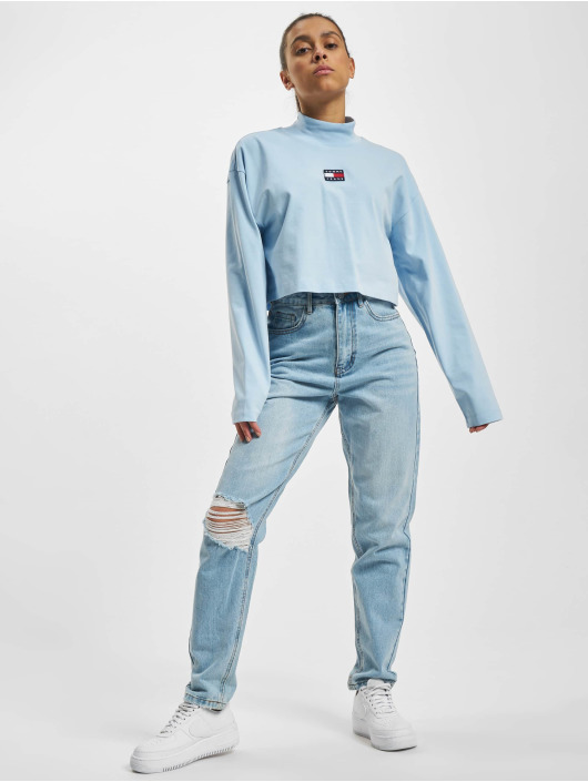 Tommy Jeans Longsleeve Badge Mock Crop blue