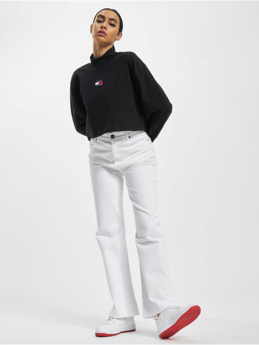 Tommy Jeans Longsleeve Badge Mock Crop schwarz