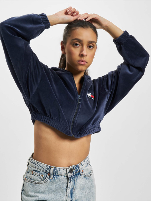 Tommy Jeans Sweatvest Super Crop Velour blauw
