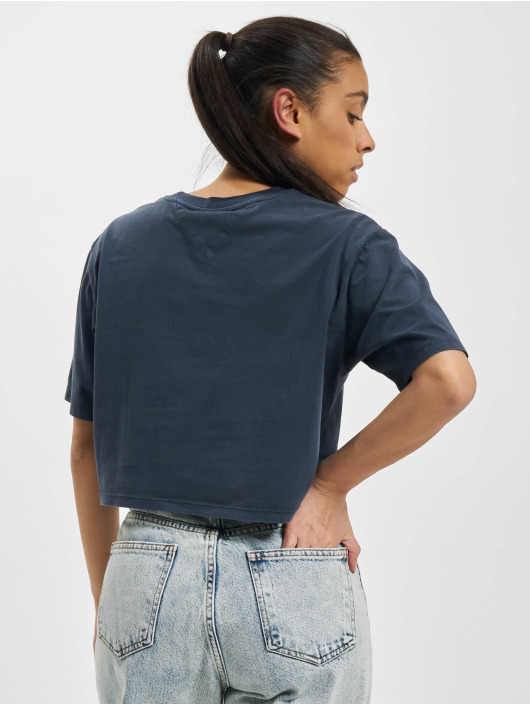 Tommy Jeans T-Shirt Super Crop College Logo blau