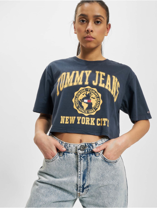 Tommy Jeans T-Shirt Super Crop College Logo blue