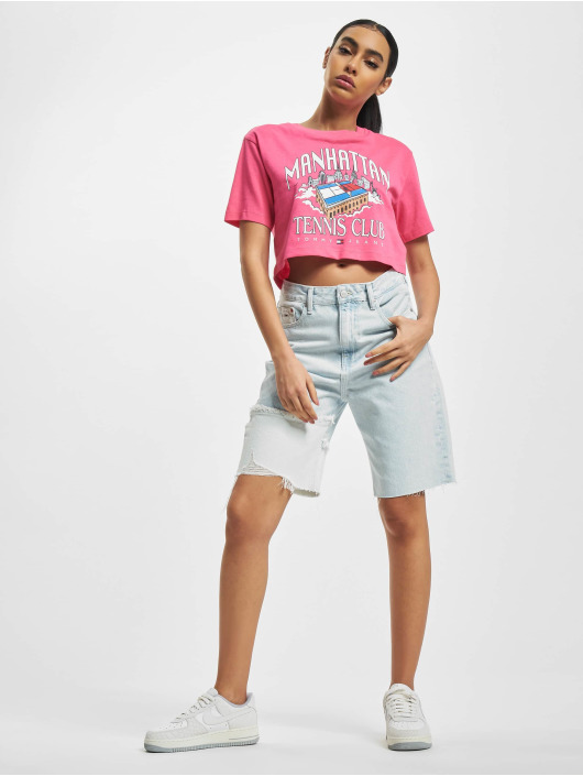 Tommy Jeans T-Shirt Super Crop College Logo pink
