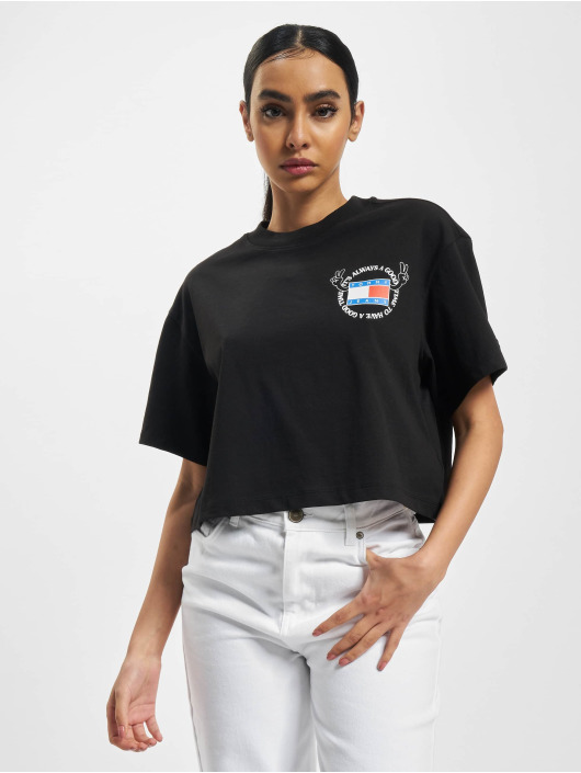 Tommy Jeans t-shirt Oversized Crop zwart