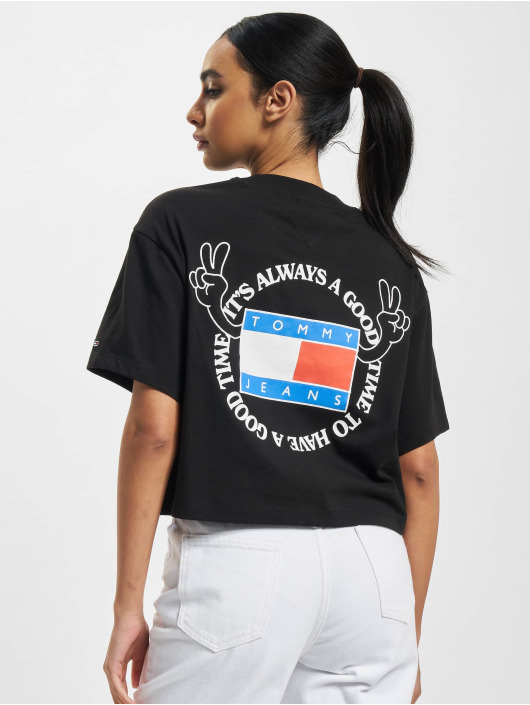 Tommy Jeans t-shirt Oversized Crop zwart