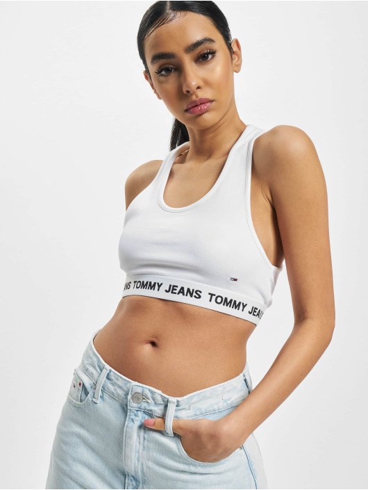 Tommy Jeans Top Logo Crop blanco