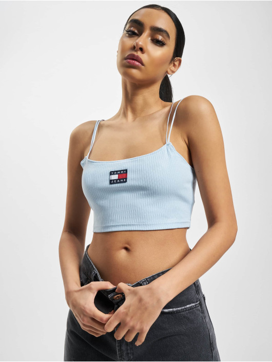 Tommy Jeans Top Rib Badge Crop blau