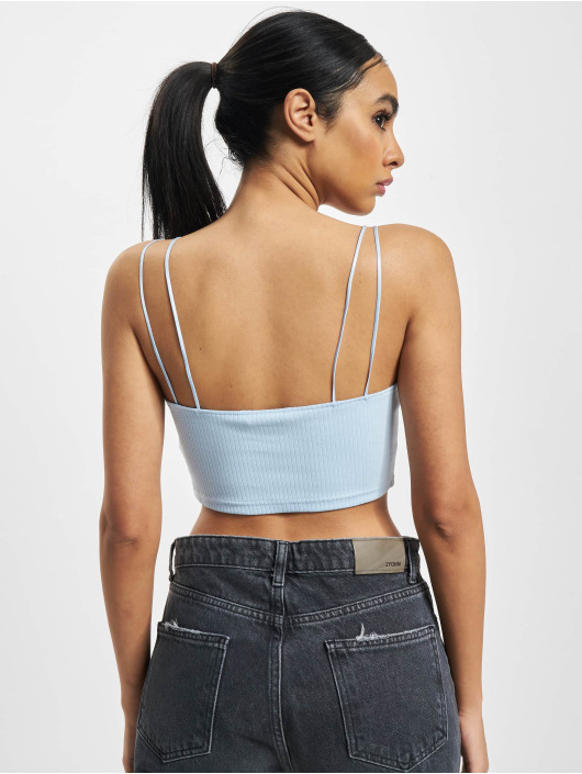Tommy Jeans Top Rib Badge Crop blau