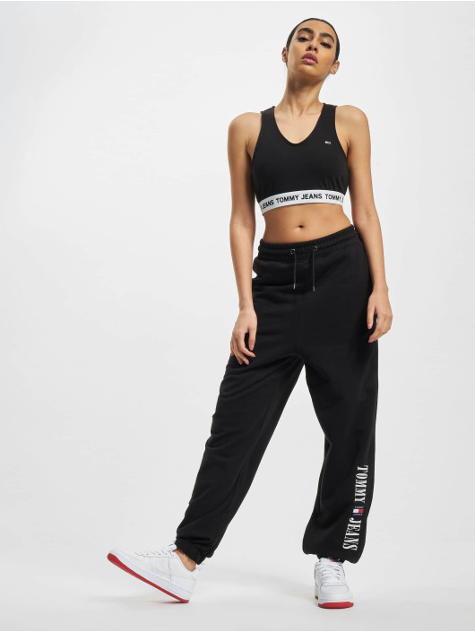 Tommy Jeans Top Super V-Logo Waistband Crop negro