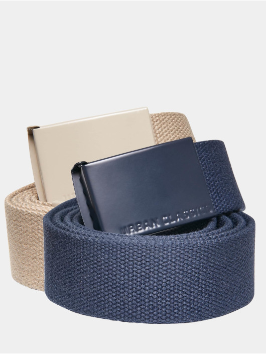 Urban Classics Belt Colored Buckle Canvas 2-Pack beige