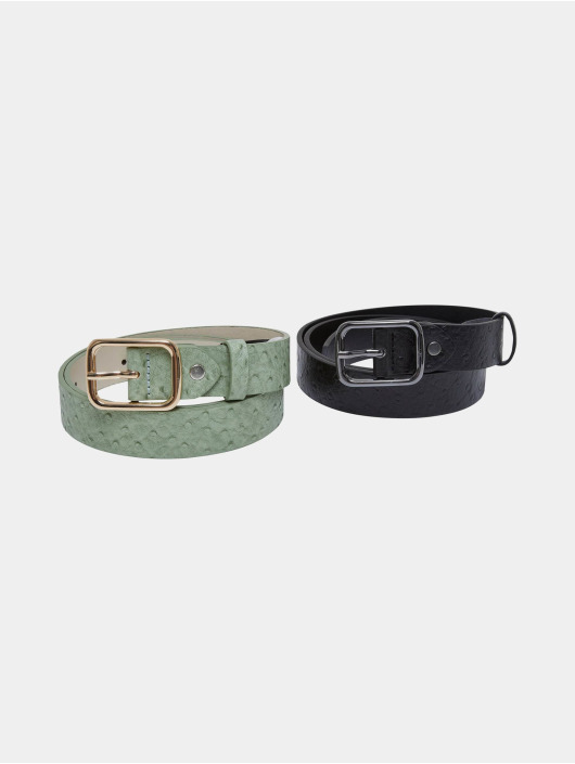 Urban Classics Belt Ostrich Synthetic Leather 2-Pack black
