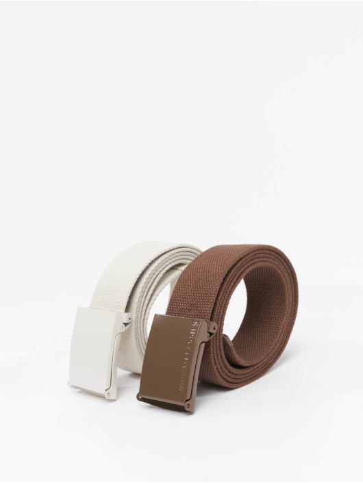 Urban Classics Belts Colored Buckle Canvas 2-Pack brun