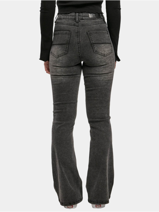 Urban Classics Boot cut jeans Ladies High Waist Flared Denim Pants Loose zwart