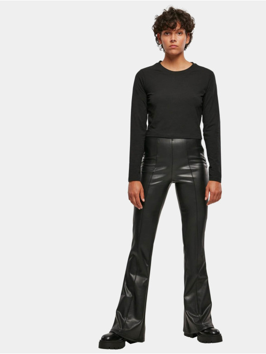 Urban Classics Boot cut jeans Ladies Synthetic Leather Flared zwart