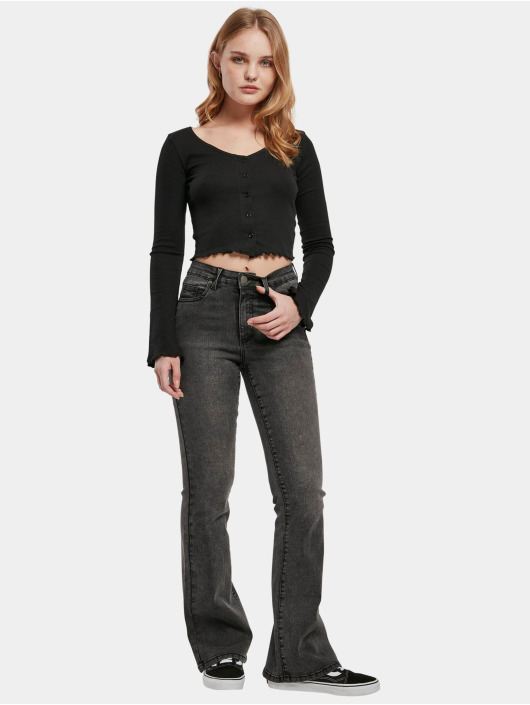Urban Classics Bootcut farkut Ladies High Waist Flared Denim Pants Loose musta
