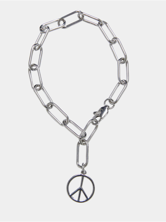 Urban Classics Bracciale Y Chain Peace Pendant argento