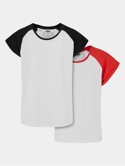Urban Classics Camiseta Girls Contrast Raglan 2-Pack blanco