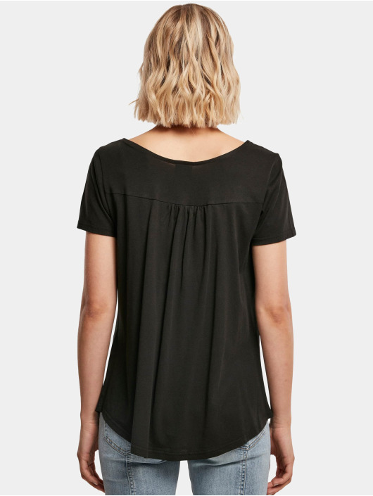 Urban Classics Camiseta Ladies Viscose Button Up negro