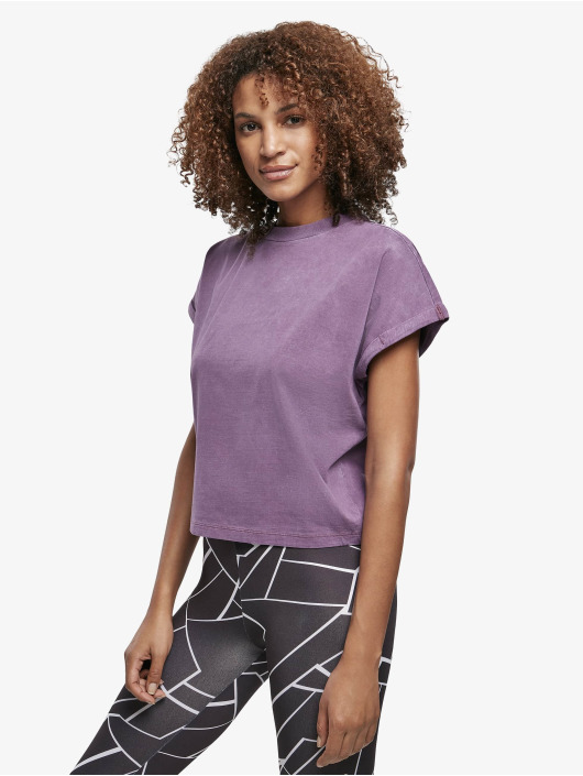 Urban Classics Camiseta Ladies Short Pigment Dye Cut On Sleeve púrpura