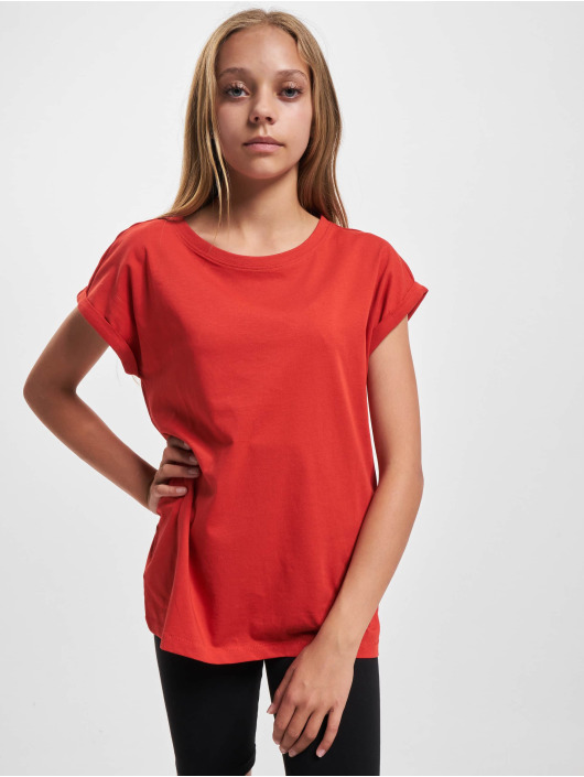 Urban Classics Camiseta Girls Organic Extended Shoulder rojo