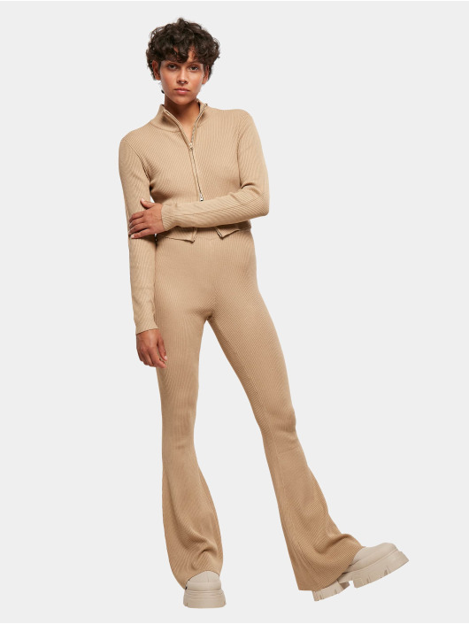 Urban Classics Cardigan Ladies Cropped Rib Knit Zip beige